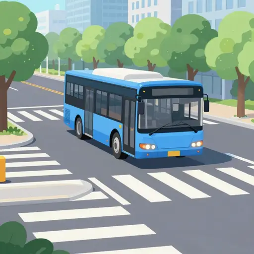 一辆公交车在十字路口撞倒并碾过了一名行人。
