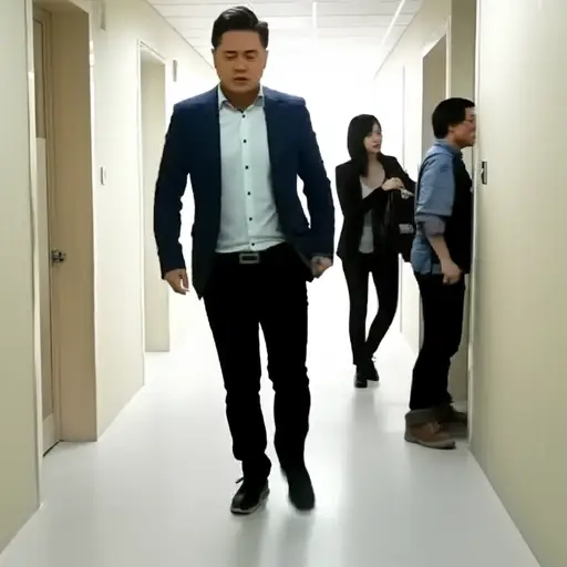 他生气地在走廊里跺着脚走，所有人都能听到。