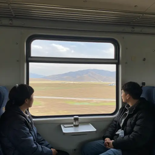 我们登上了一列开往北方的火车。