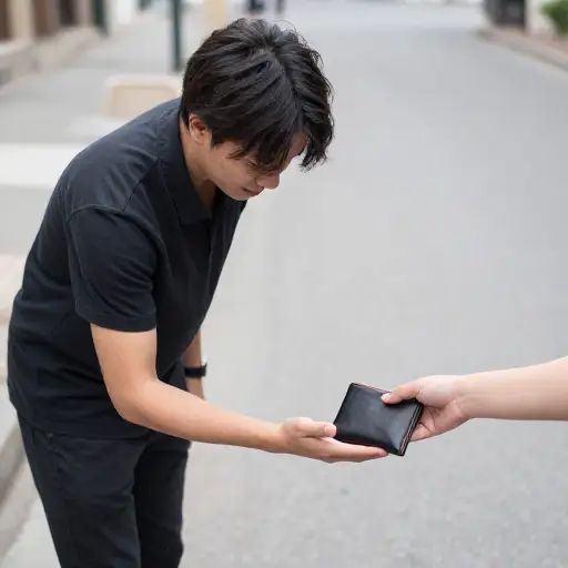 我向归还我钱包的那位陌生人道了谢。