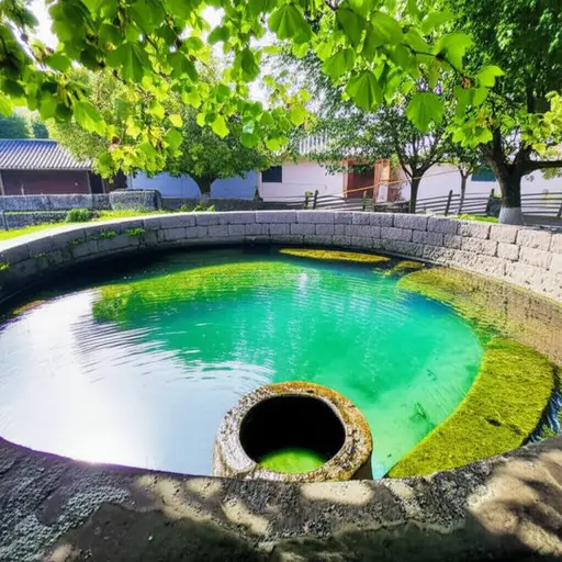 我们村的井水特别清澈甘甜。
