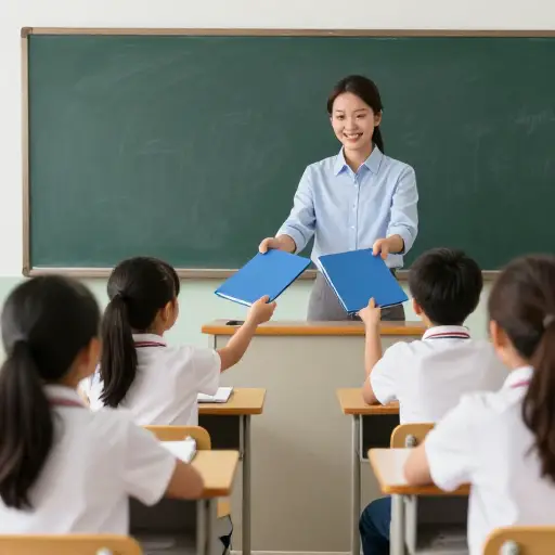 老师给了我们每人一个文件夹。