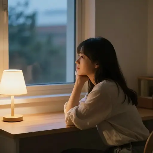 她转向内心，思考自己的感受。
