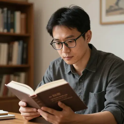 由于视力差，他需要戴眼镜。