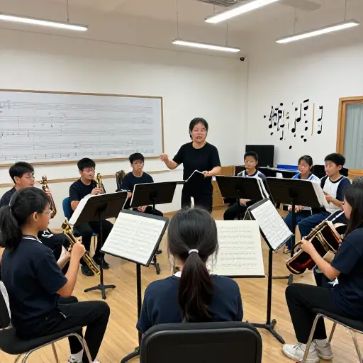 我们的音乐老师为学校管弦乐队安排了额外的排练。