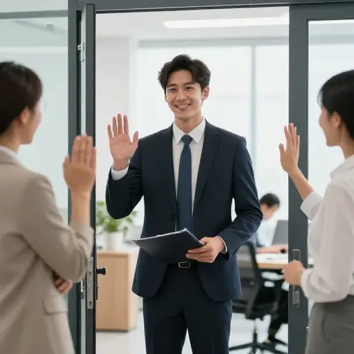 请祝他在新工作中一切顺利。