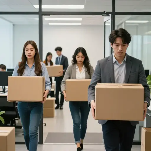 公司裁员后，许多员工失业了。