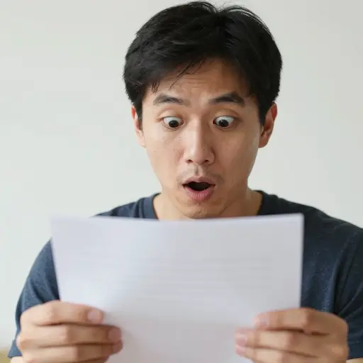 他惊讶地盯着结果。