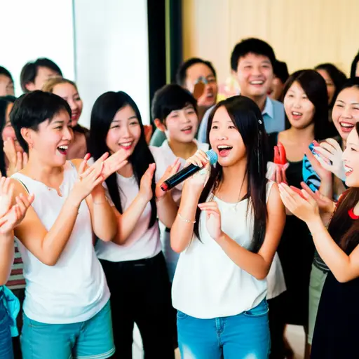 她在派对上即兴表演了一段说唱，大家都为她鼓掌。