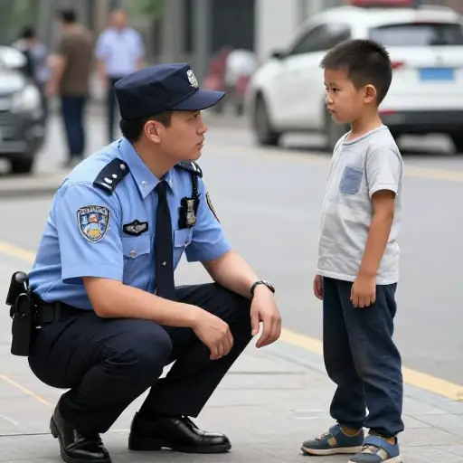 警察帮助了迷路的孩子。