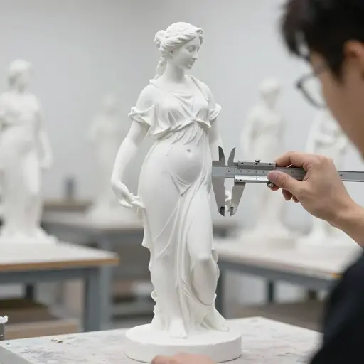 这位雕塑家的作品充满了理想主义，每个形象都展现着完美的比例。