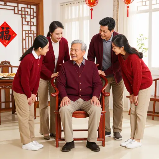 在团聚期间，家人们以比平常更正式的方式互相问候。