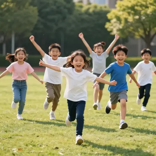 孩子们兴奋的喊叫声充满了操场。