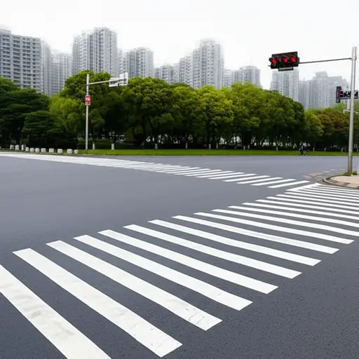 两条道路的交汇处设置了红绿灯。