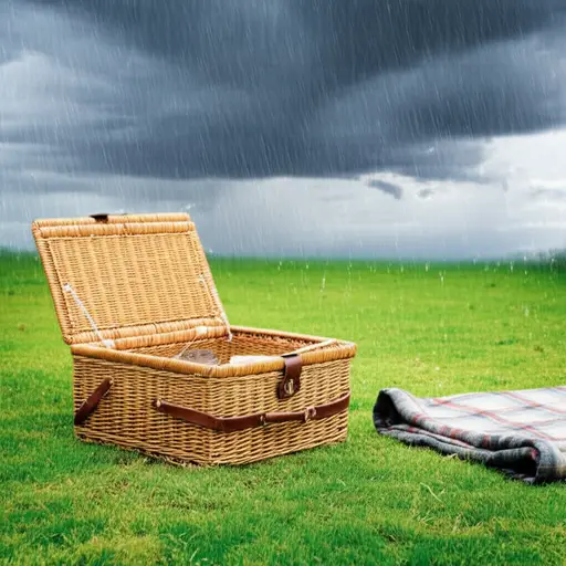 这场雨下得真烦人，我们野餐的计划泡汤了。