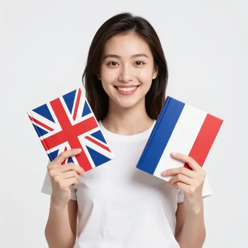 她说法语，也说英语。