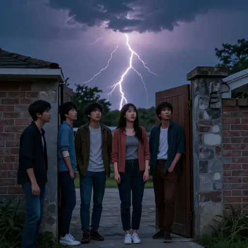 我们正要离开时，一声雷响让我们犹豫了。