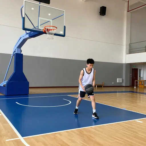 体育课上，Mike 有时打篮球或在体育馆锻炼。