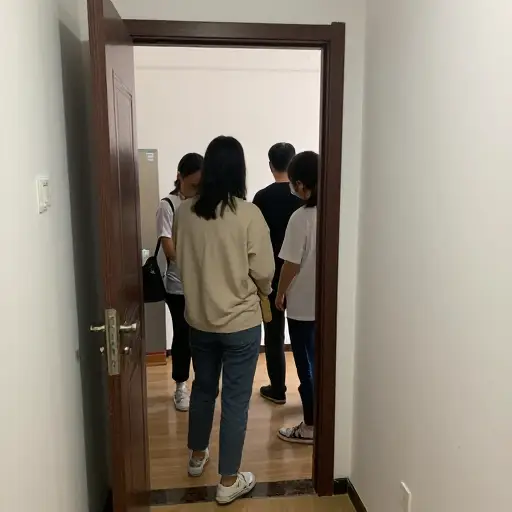 请一次一个人进入房间。