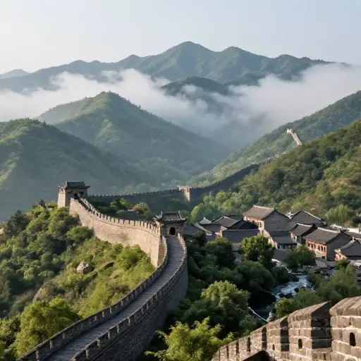 这座古城被群山环抱，风景如画。