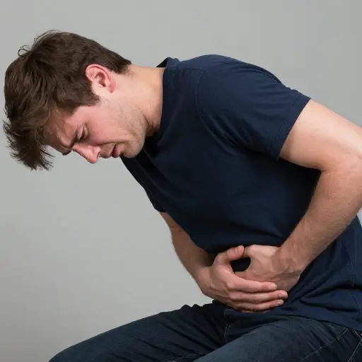 他侧腹突然剧痛，差点昏过去。