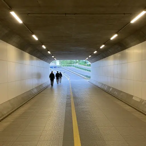 这条地下通道为行人提供了在高速公路下的安全通道。