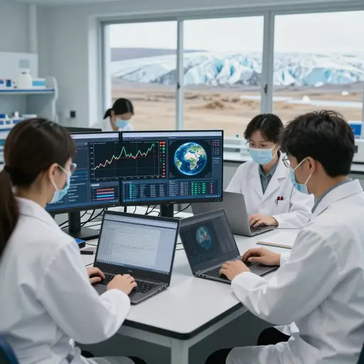 科学家们正在研究气候变化以理解其影响。