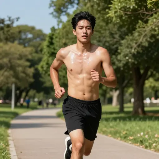 他跑了超过一个小时，所以彻底筋疲力尽了。