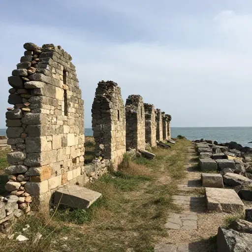 一长串古代遗迹沿着海岸延伸开去，无声地诉说着过去的故事。