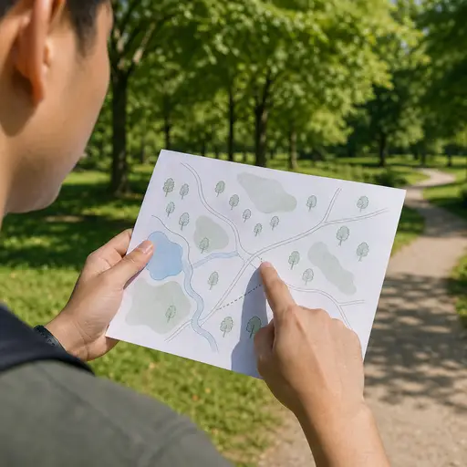 这张地图显示了去公园的路。