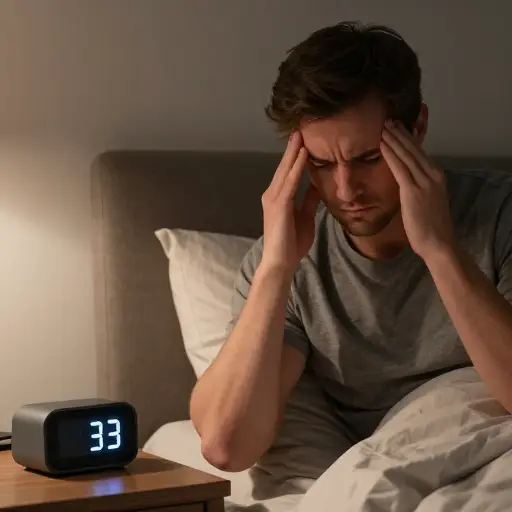 他的头痛可能是由睡眠不足引起的。