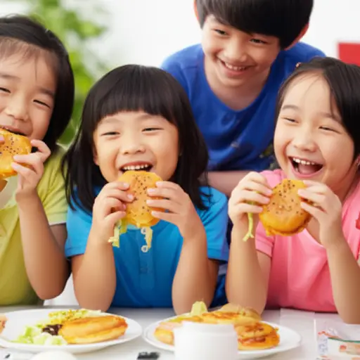 孩子们最喜欢吃这种夹着奶酪的汉堡。