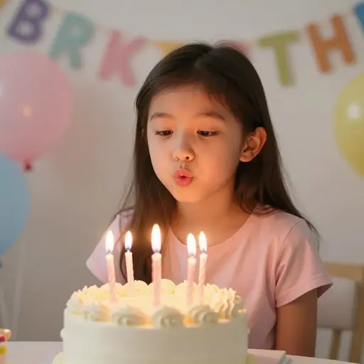 她吹灭了生日蛋糕上的蜡烛。