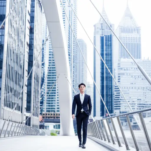 他每天都要穿过这座桥去上班。