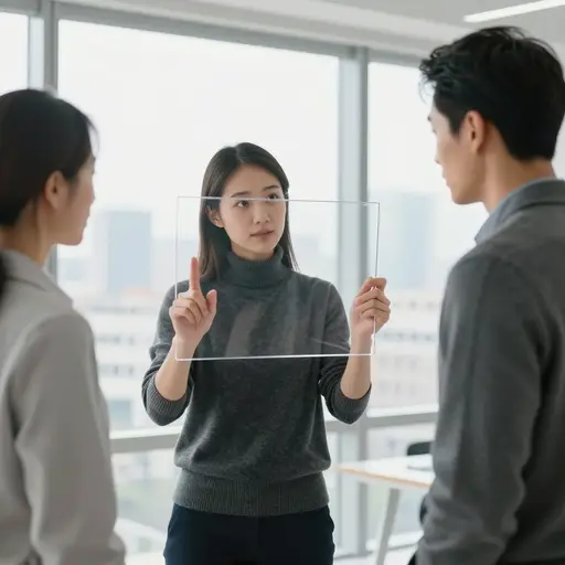 建筑师举起一块简单的透明面板，阐明新翼楼如何与旧建筑的屋顶线匹配。