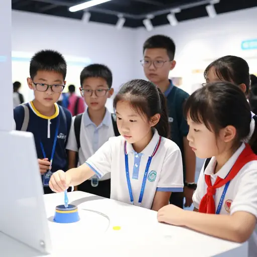 孩子们对新科学展览着迷。