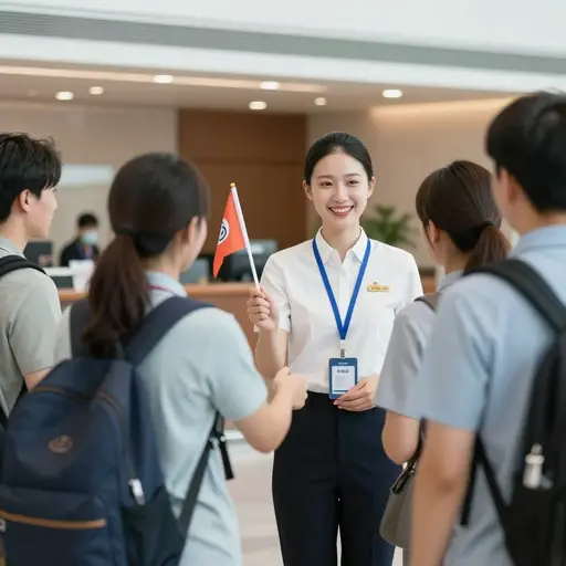 请在咨询台与你的导游会面。