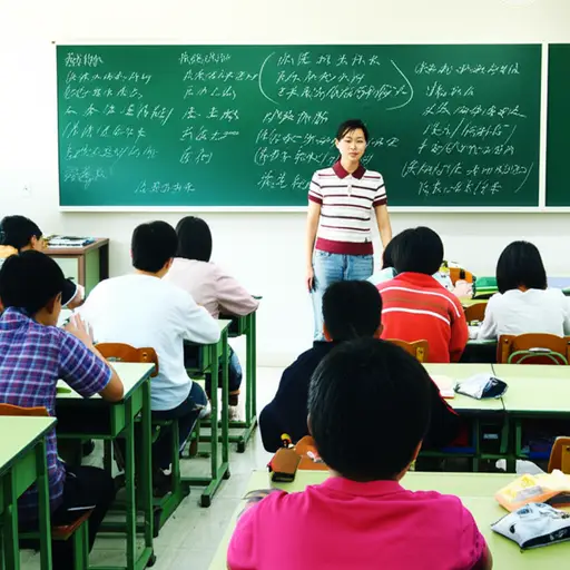老师让学生们抄写黑板上的笔记。
