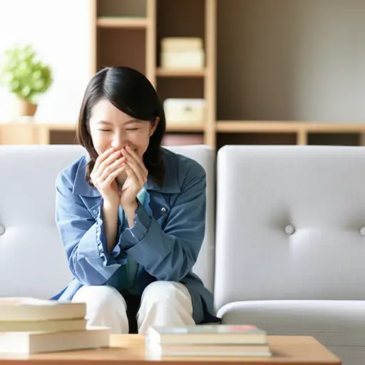 听完那个笑话后，她一直咯咯笑个不停。