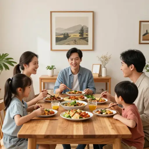 我们一家人经常一起吃饭。