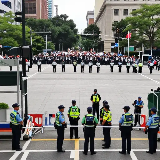 由于抗议，警察封锁了主广场。
