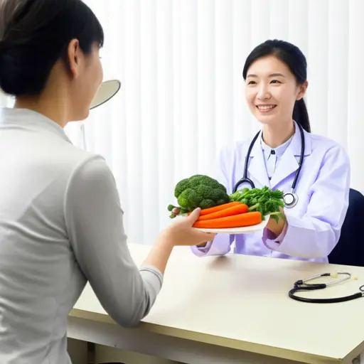 医生建议她多吃蔬菜来控制糖尿病。