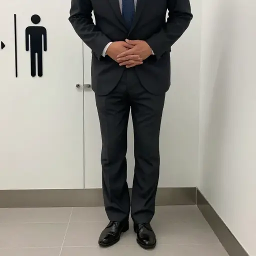 我找不到洗手间，只好再忍一会儿。
