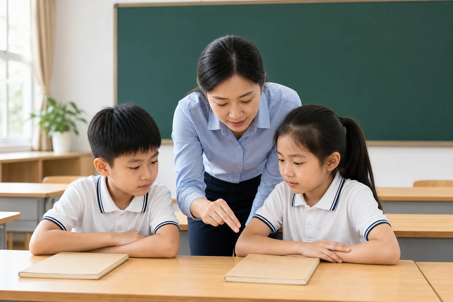 老师教我们如何辨别相似汉字之间的差别。