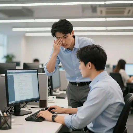 他偷偷摸摸地瞄了一眼同事的屏幕，以抄下销售数据。