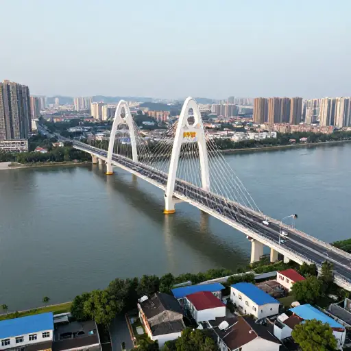 一座新大桥将这座城市与河对岸的郊区连接起来。