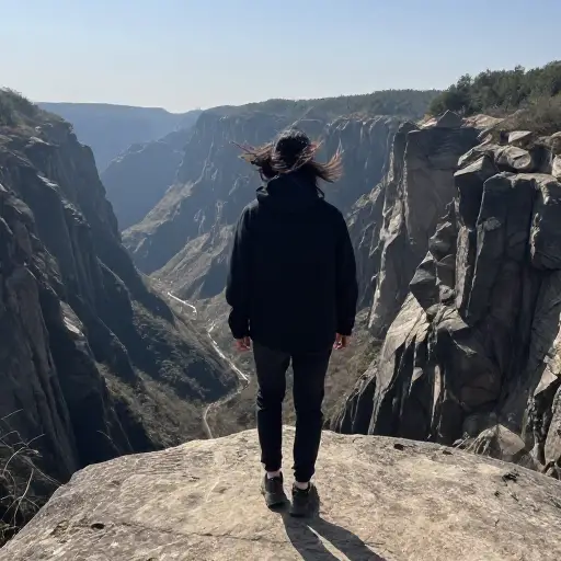 站在悬崖边上，我像树叶一样瑟瑟发抖。