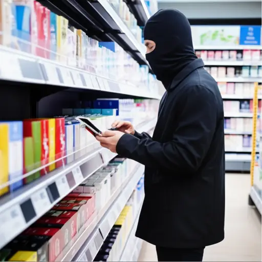 那个小偷从商店里偷了一部手机。