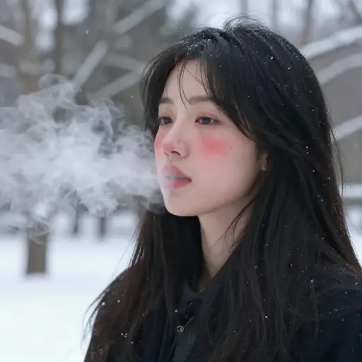 寒冷的空气让她的脸颊泛起健康的红晕。