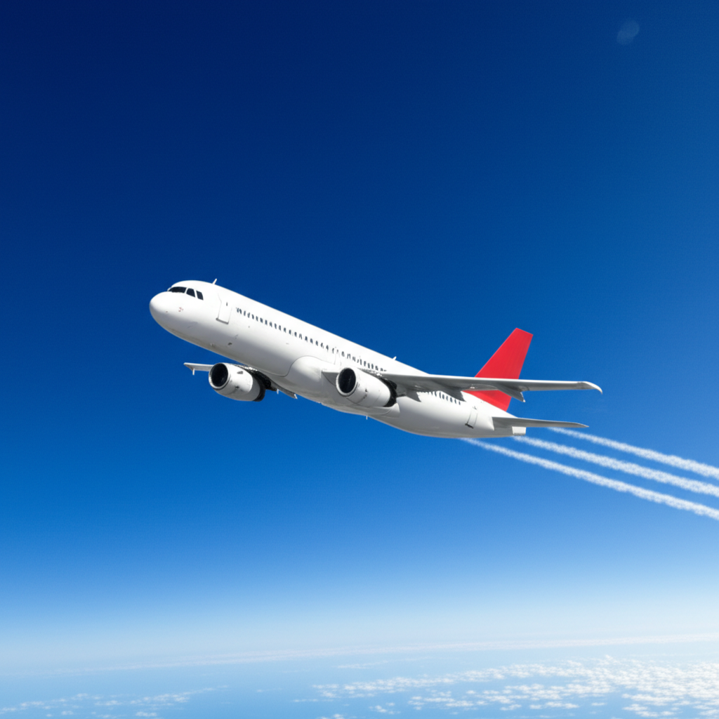 飞机在高空中飞行。